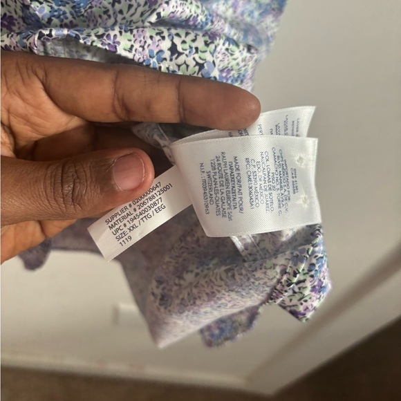 Chaps Shirt Womens Floral Button Up  XXL No Iron Blue white Workwear office - Picture 5 of 5